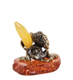 Народные промыслы AM- 701 Фигурка «Обезьяна с бананом» (латунь, янтарь)