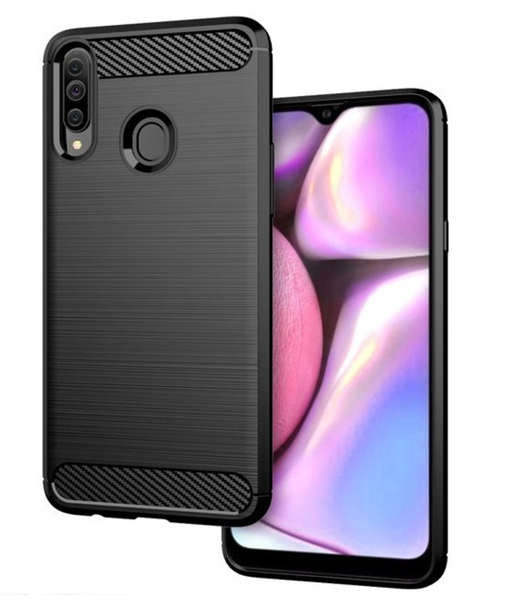 Чехол для Samsung Galaxy A20S цвет Black (черный), серия Carbon от Caseport