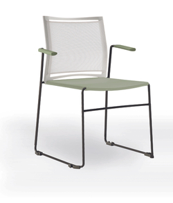 Web стул на полозьях с подлокотниками и спинкой-сеткой