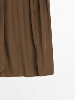 Massimo Dutti Юбка миди из 100% шелка со сборками - STUDIO, карамельный