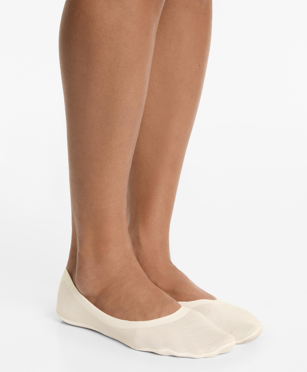 OYSHO Набор из двух пар невидимых носков средней толщины из хлопковой смеси, экрю