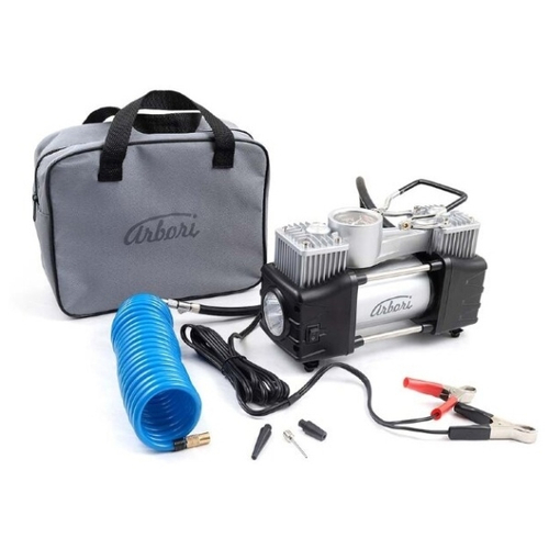 Компрессор автомобильный Arbori 60 л/мин, с фонарем, в сумке, от АКБ ARBORIX760
