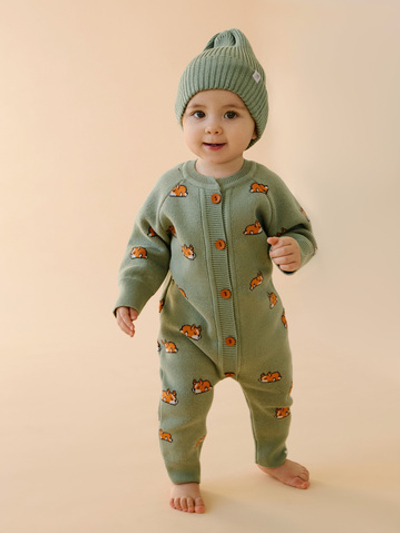 Комбинезон вязаный "Корги" (олива)