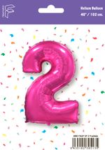 Шар (40''/102 см) Цифра, 2, Фуше, 1 шт. в уп.