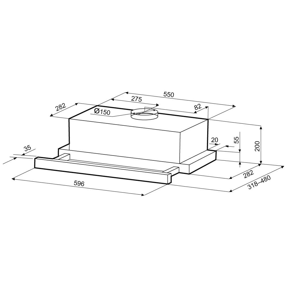 Встраиваемая вытяжка Krona Kamilla T Sensor 600 (black)