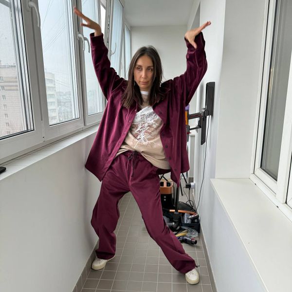 Брюки вельветовые #6 бордовые - фото 2