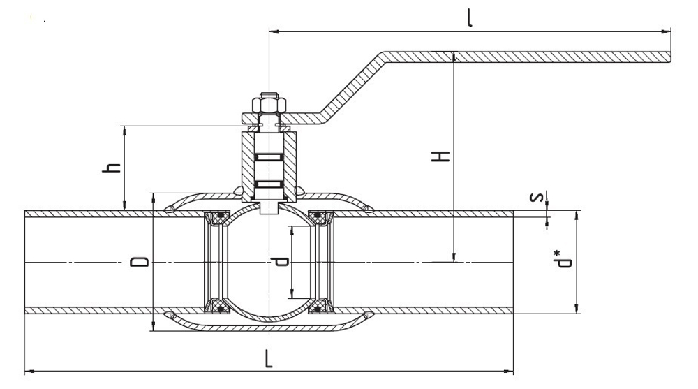 Кран шаровый д/газа LD КШ газ 65с Ру25 Н/П под приварку