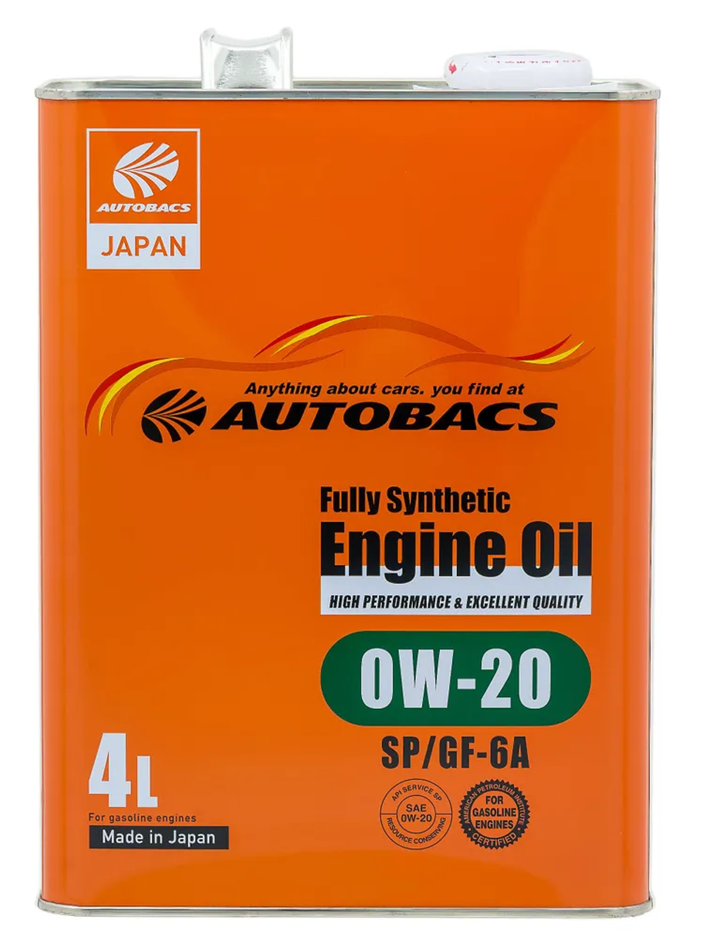 Моторное масло Autobacs Engine Oil 0W-20, SP/GF-6A, синтетическое, 4 л