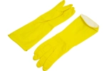 Хозяйственные латексные перчатки Komfi с х/б напылением, S, желтые 126934