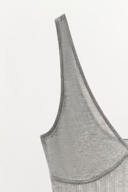 ZARA БОДИ ИЗ ВИСКОЗНОЙ СМЕСИ, СЕРЫЙ МЕЛАНЖ