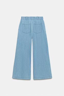 ZARA КЮЛОТЫ ИЗ СТРУЯЩЕЙСЯ ТКАНИ, СИНИЙ