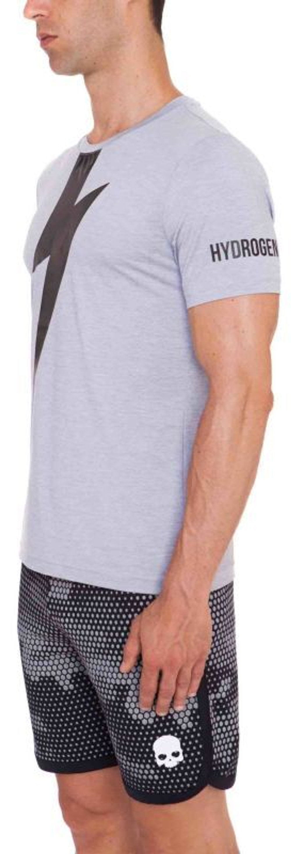 Мужская теннисная футболка Hydrogen Thunderbolt Tech T-Shirt - grey melange/black