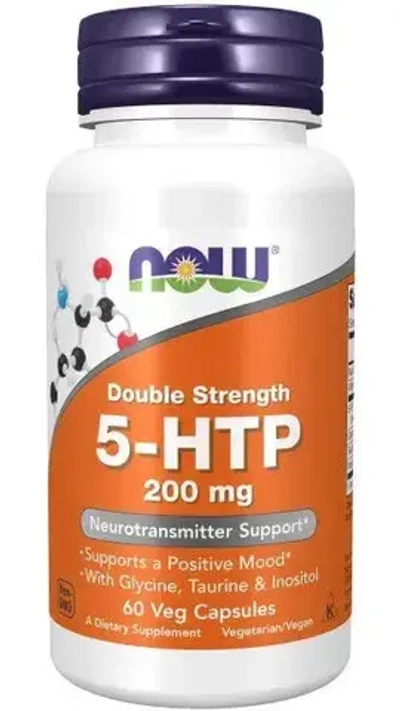NOW 5-HTP, (L-5-гидрокситриптофан), 200 мг, 60 капсул, Нау