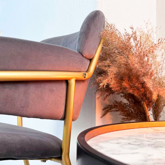 Стул Strike серый велюр с золотыми ножками