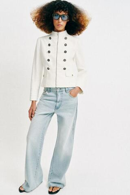ZARA БЛЕЙЗЕР С ВЫСОКИМ ВОРОТНИКОМ И ПУГОВИЦАМИ, ЖЕЛТОВАТО-БЕЛЫЙ