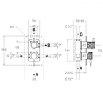 Встраиваемый смеситель для душа на 3 выхода ODISEA JOYA 591513S