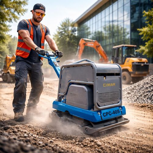 Виброплита реверсивная CIMAR CPC-405-H гидравлика - [430 кг / 50 кН / Honda GX390] бензиновая, эл. старт.