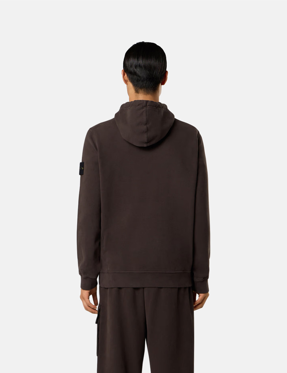 Stone Island Compass Brushed Cotton Jersey Hoodie Lead Grey