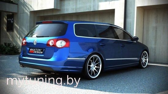 Накладка на бампер задний для VOLKSWAGEN Passat B6 Estate 05-10 под 1 двойную трубу, R-Line Look