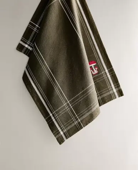 ZARA HOME КУХОННОЕ ПОЛОТЕНЦЕ С ЦВЕТОЧНОЙ ВЫШИВКОЙ, ЗЕЛЕНЫЙ