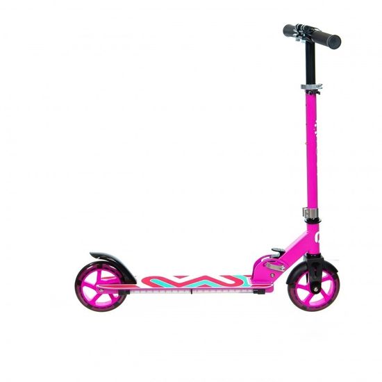 Складной двухколёсный самокат со светящимися колёсами и платформой Micar Flash 145 розовый