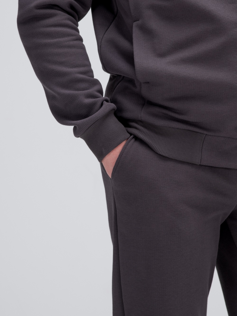 Костюм мужской спортивный на молнии (с начесом). Графит