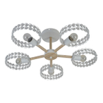 Светильник на штанге 5х60Вт Е27, металл/хрусталь, белый/дерево