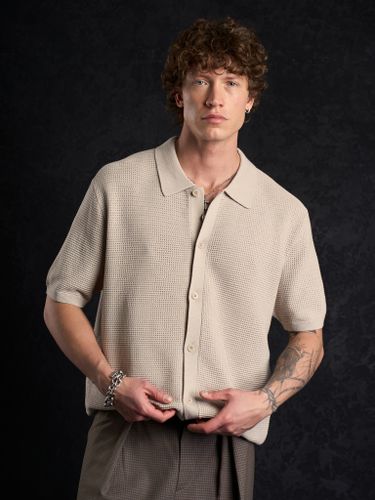 Бежевая трикотажная рубашка Laine с коротким рукавом