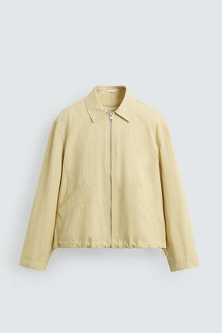 ZARA УКОРОЧЕННАЯ КУРТКА СТРУКТУРНОГО КРОЯ, СВЕТЛО-ЖЕЛТЫЙ