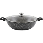 Сотейник 30*8,5см со стеклеклянной крышкой АП (темный мрамор) смт308а