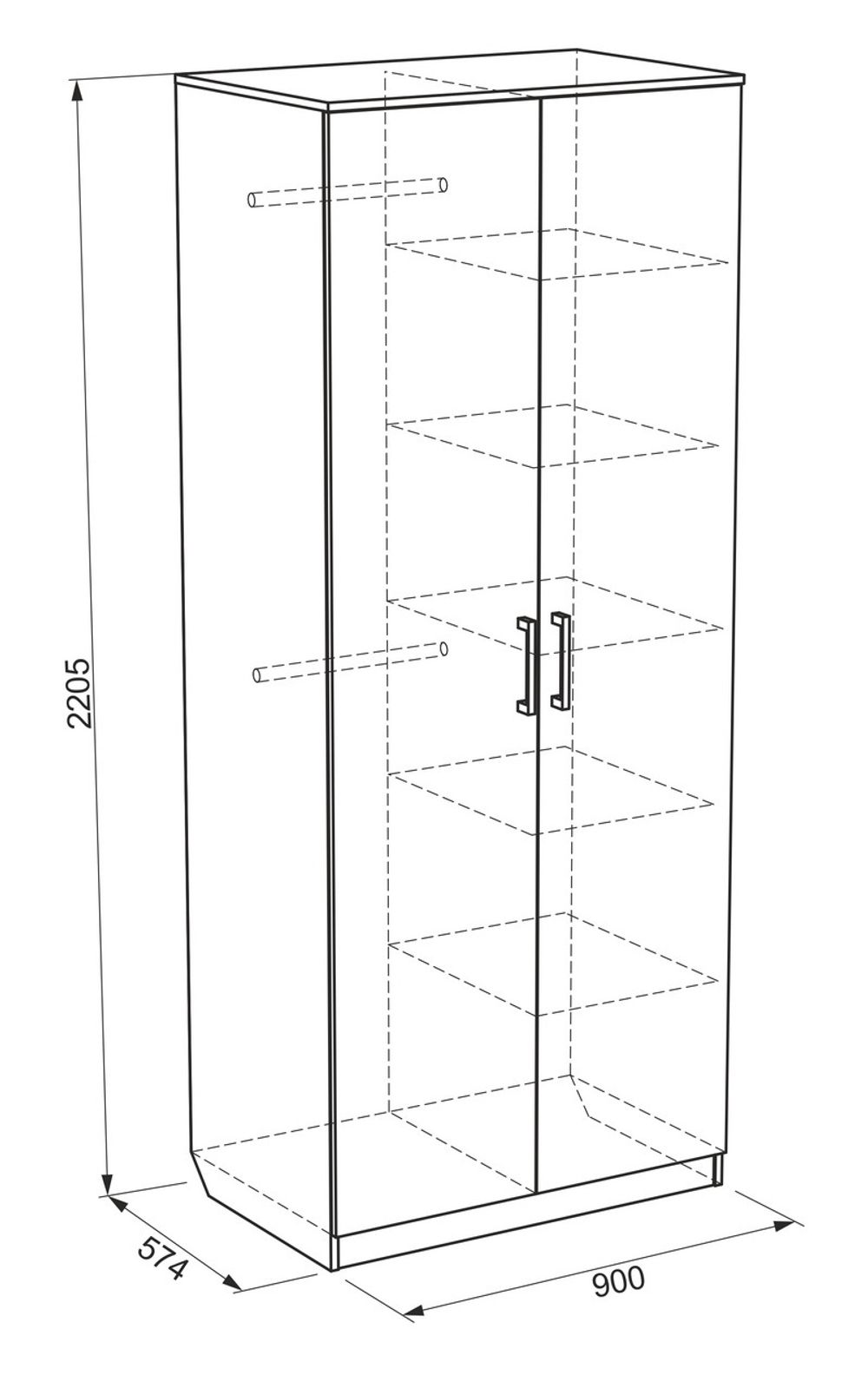 Шкаф двухстворчатый «Колледж» (ясень шимо темный/светлый), ЛДСП 16 мм, Мебельсон, г. Ижевск