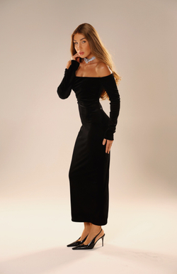 Платье «Милана» из черного бархата
