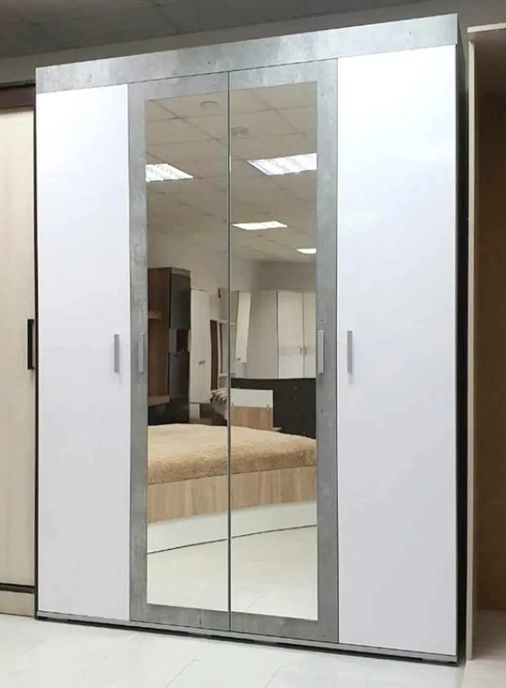 Шкаф для белья Инстайл ШК-31 бетон/белый