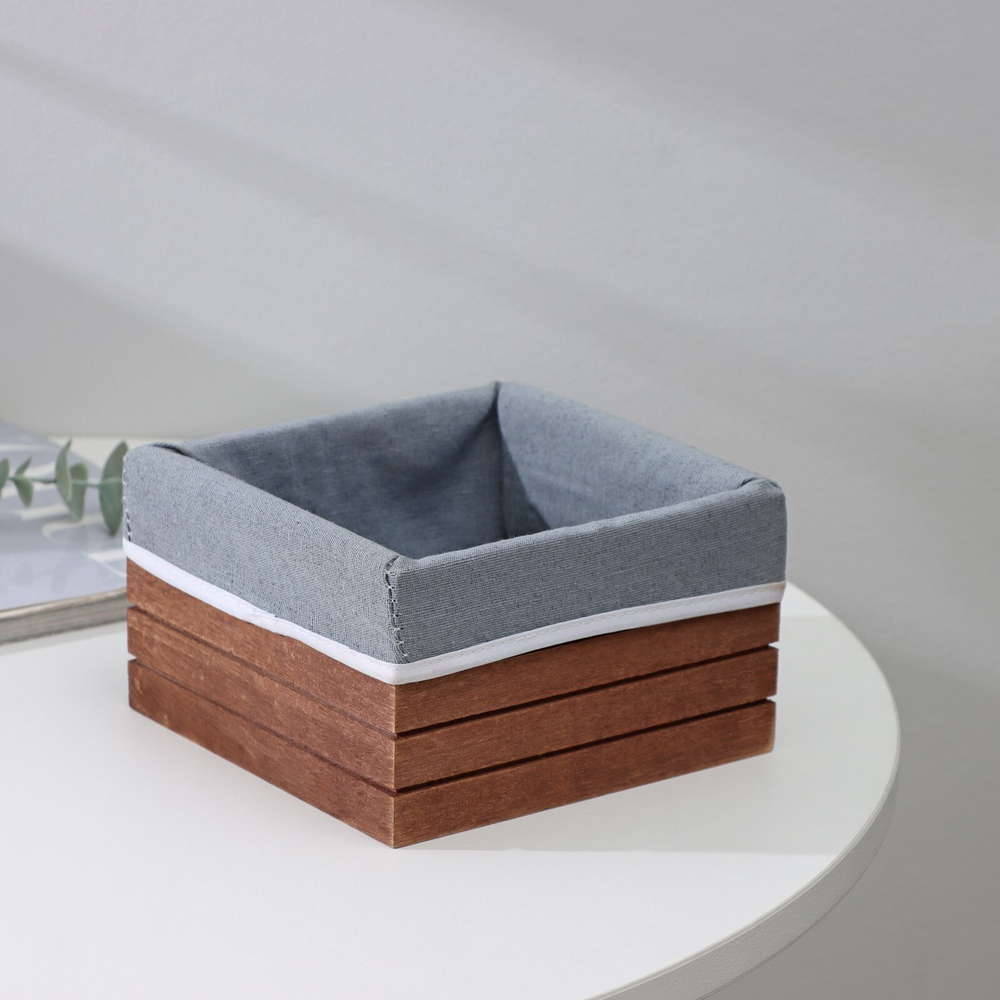 Корзина для хранения деревянная квадратная Storage 15х15х9 см (коричневый)