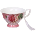 Чайная пара керамическая «Грация» (кружка 220мл+блюдце) в подарочной коробке, красная роза