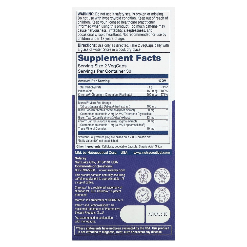 Solaray, Her Life Этапы, менопауза, 60 растительных капсул