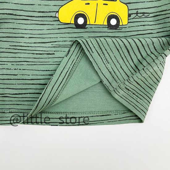 Футболка хлопковая "Машинки" полоска на хаки