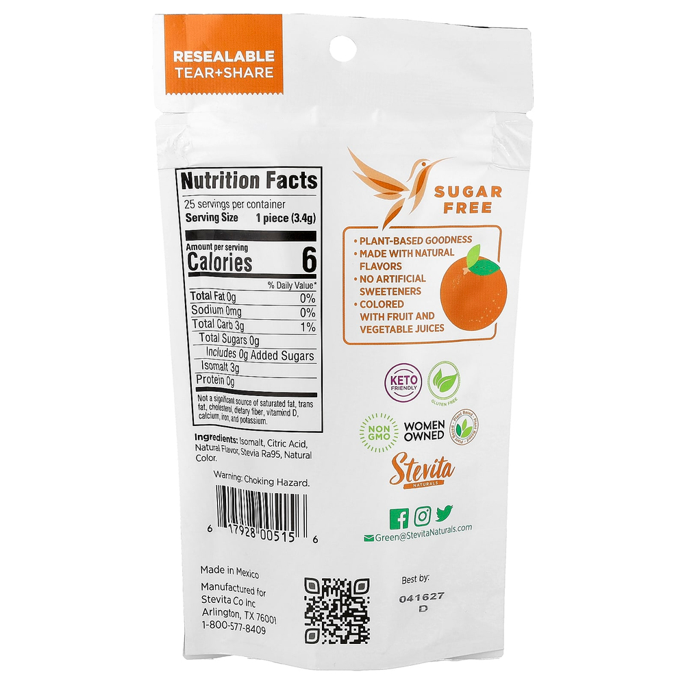 Stevita Naturals, Naturals, леденцы без сахара, со вкусом апельсина, 85 г (3 унции)