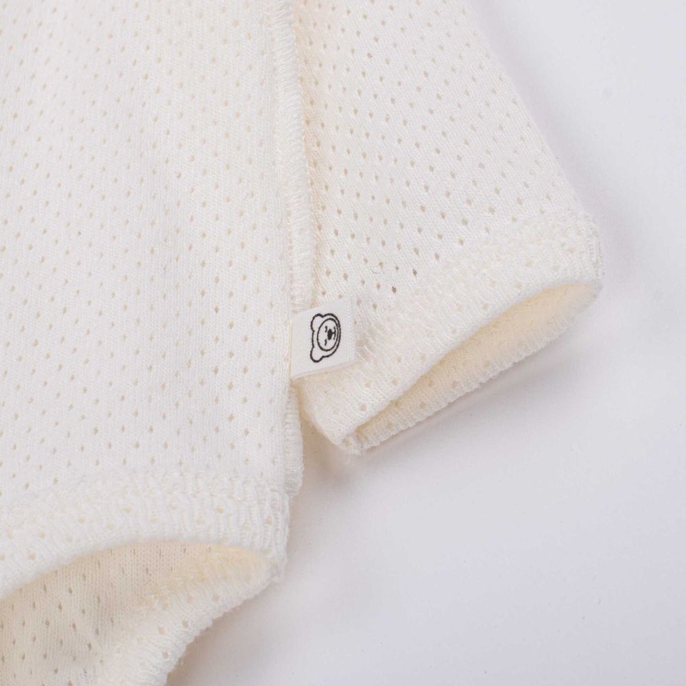 Боди с длинным рукавом "Молоко" из ажурного хлопка 0+