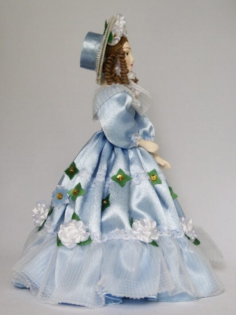 Кукла коллекционная дама в летнем платье 19 века