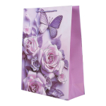 Пакет подарочный "Цветы" 30*39*11см,глитт,3Dэл,ручки-шнурок,4 цв.