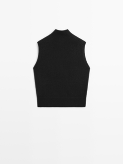 Massimo Dutti Трикотажный жилет из 100% кашемира, черный