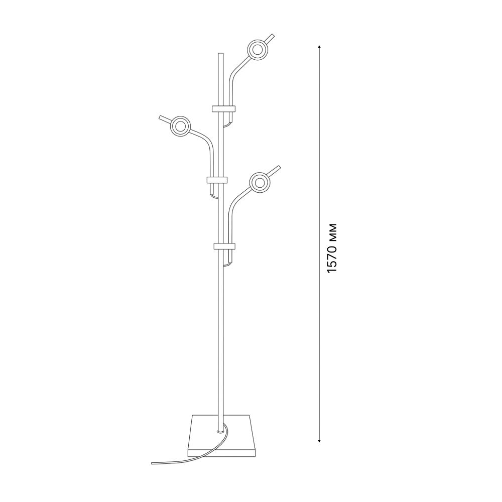 ULM-T641 3x2W-3000K CHROME MULTICOLOR Торшер напольный светодиодный. c регулировкой наклона. с линзами. Сменные светофильтры в-к. Механический выключатель. Металл. Хром. ТМ Uniel