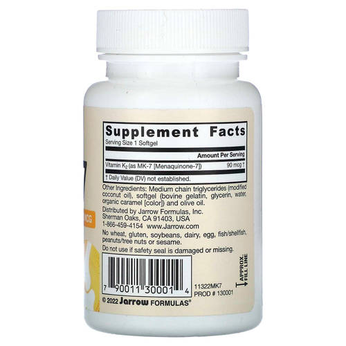 Jarrow Formulas, MK-7, 90 мкг, 60 капсул