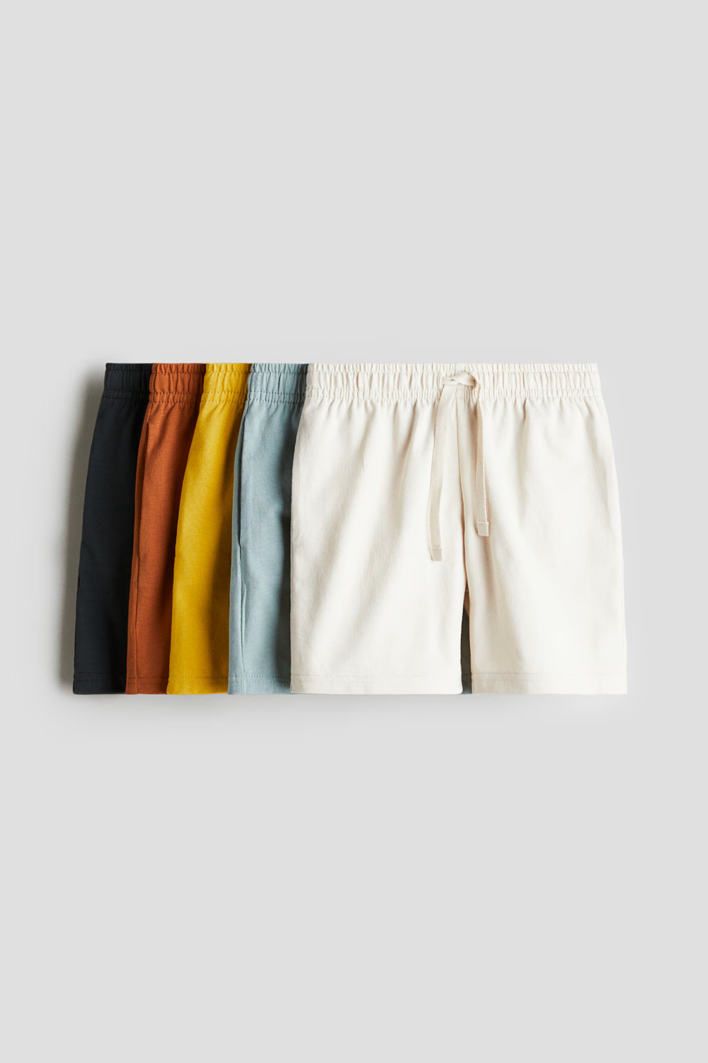 H&M Набор из 5 хлопковых трикотажных шорт, светло-бирюзовый