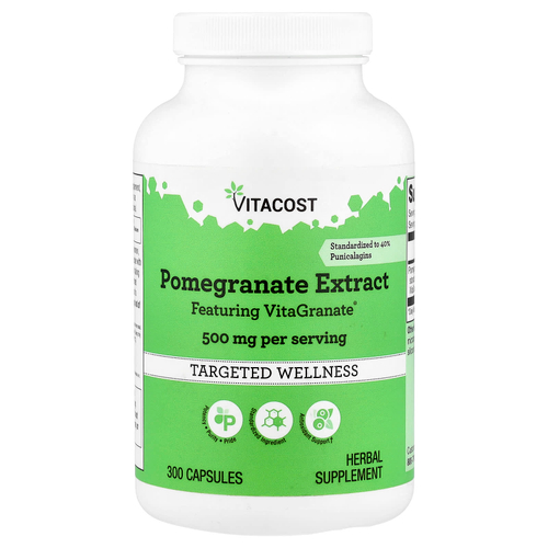 Vitacost, экстракт граната, 300 капсул (250 мг в 1 капсуле)