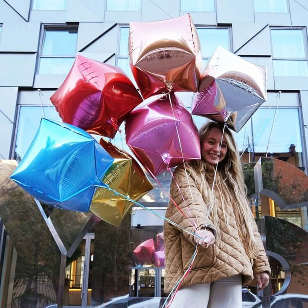 Шар 3D Куб красный 50 см