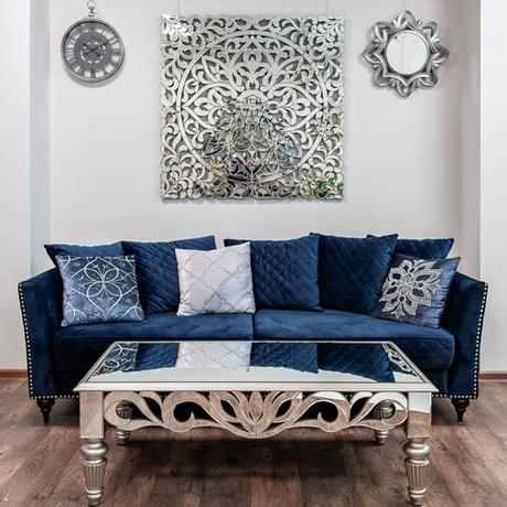 Подушка декоративная с бисером 45x45 Garda Decor Квадро серебряная 70SW-26060