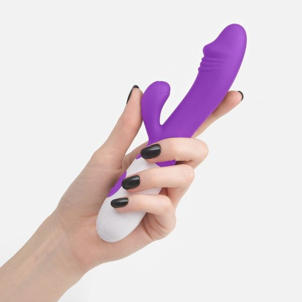 Фиолетовый вибромассажер-кролик WOW с 30 режимами вибрации - 19,5 см. (Цвет: фиолетовый)