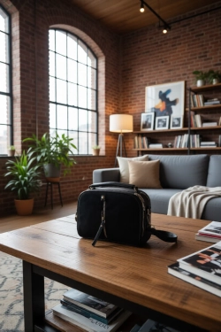 Сумка женская из экокожи с вельветом чёрная QOZA